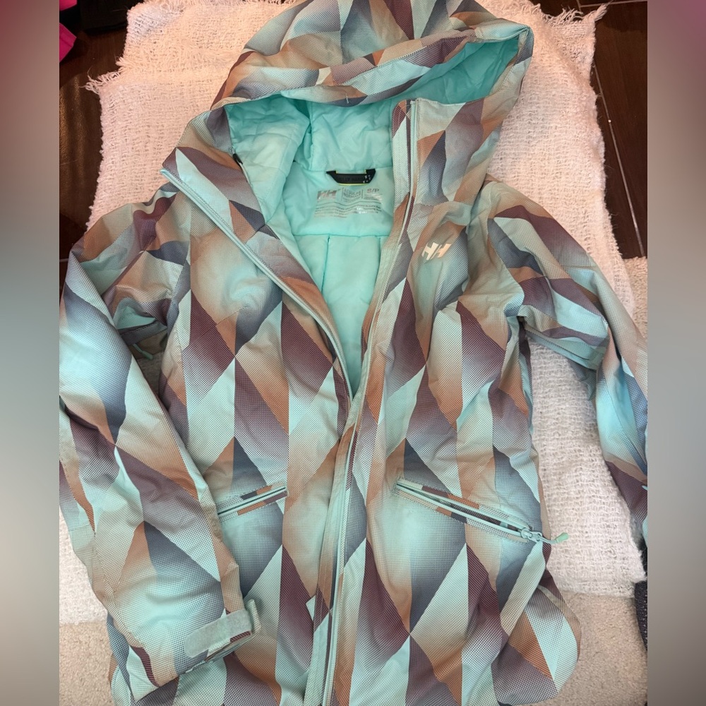 Helly Hansen Women's Blue and Gray Geometric Ski Jacket